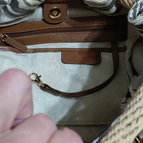 Michael Kors Zebra Print Canvas Shoulder Bag Satchel - Picture 7 of 11